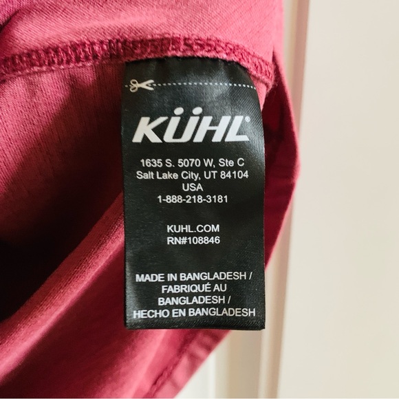 Kuhl Womens Short Sleeve V Neck Heather Mauve Embroidered Neck Tshirt | XL - Picture 9 of 10